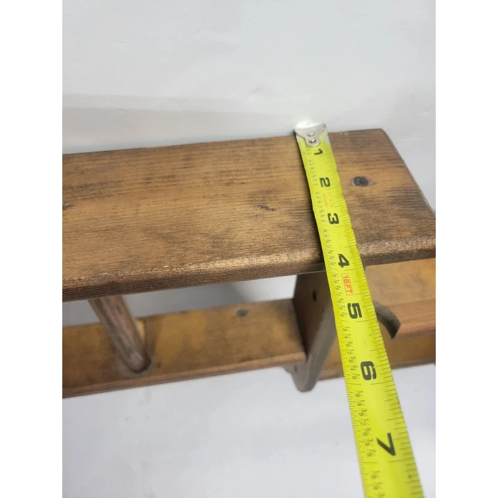 Vintage Rustic Wood Wall Shelf Heart Cutout 2 Pegs Farmhouse Tiered Display 26in